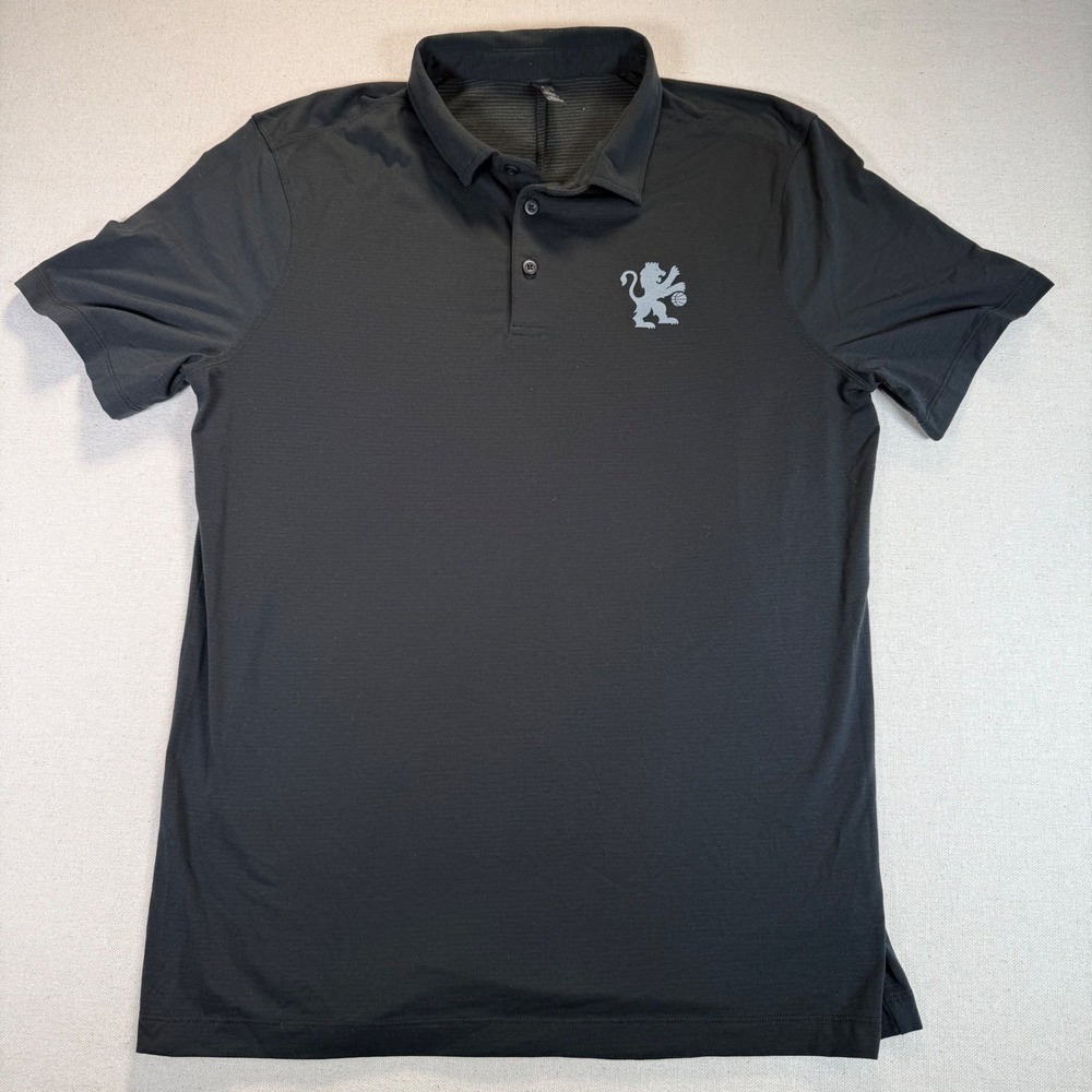 Lululemon Metal Vent Tech Polo Shirt Black Lion Basketball Logo LM3CY5S Mens L
